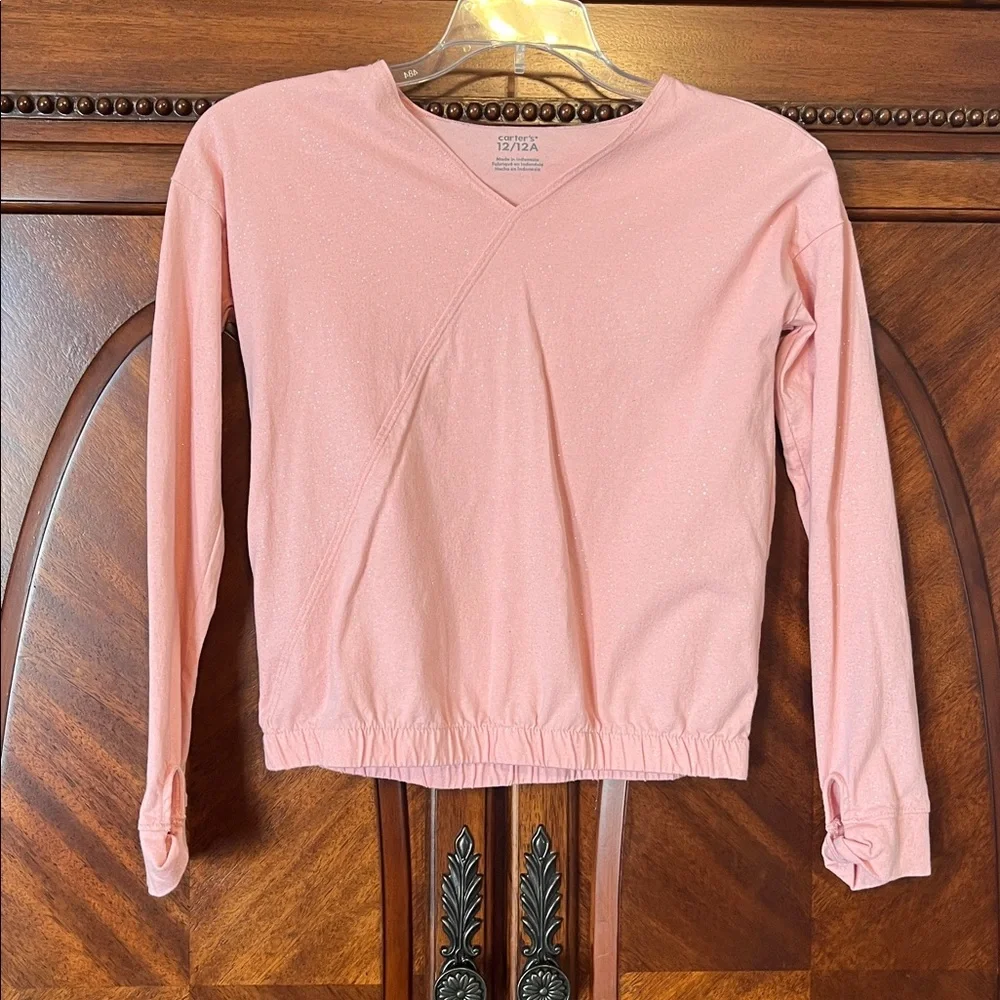 Carter's Pink Glitter V-Neck Ballet Top and Pink Ballet Skort
